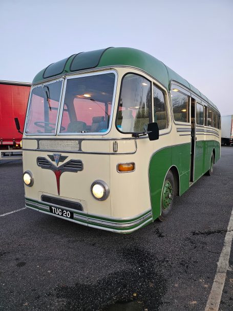 TUG 20 our 1954 AEC Reliance with Roe Dalesman bodywork. seats 37 passengers in 1950's art deco style and comfort.